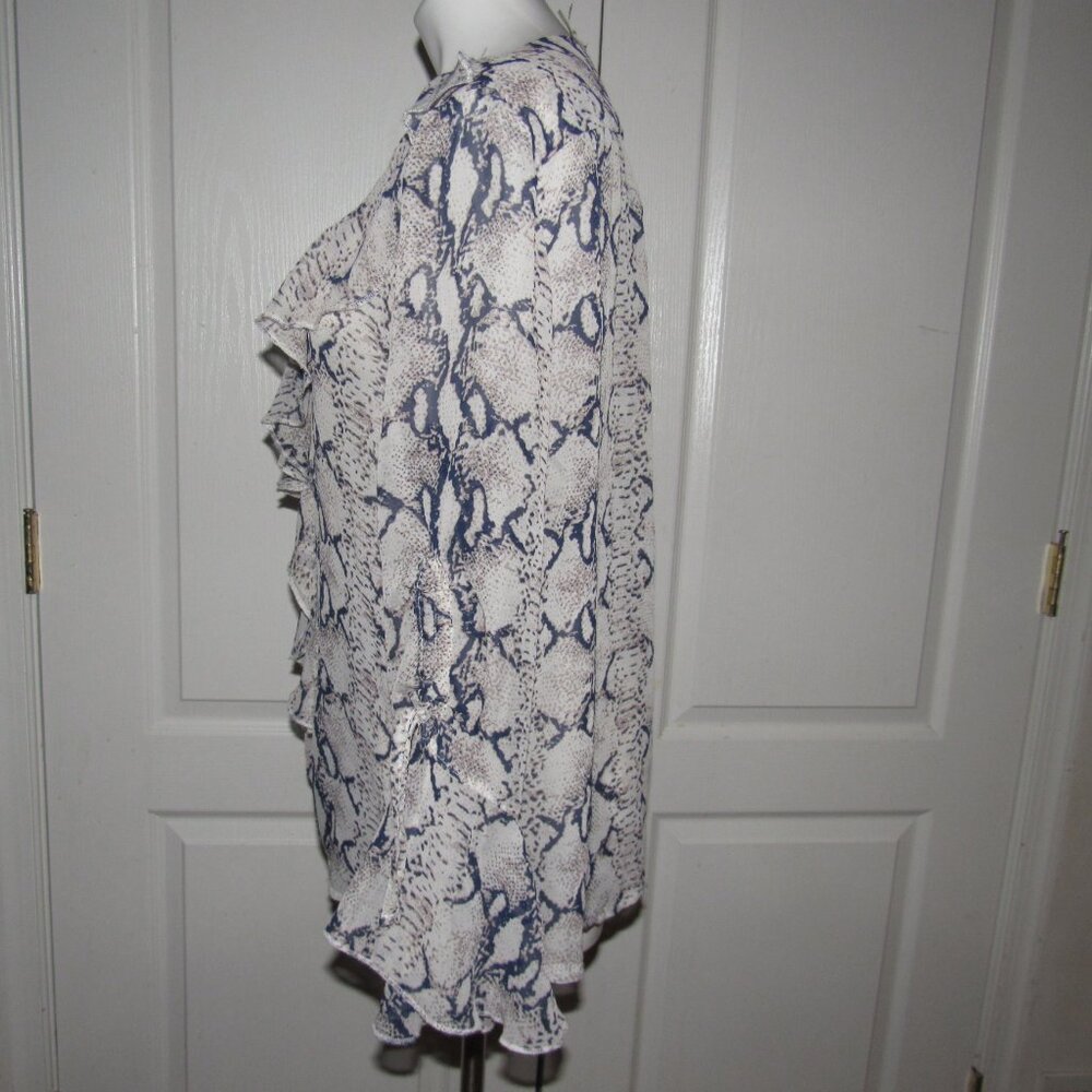 Dalin Snake-Print Ruffle Blouse • V-Neck • XL - Picture 3 of 8